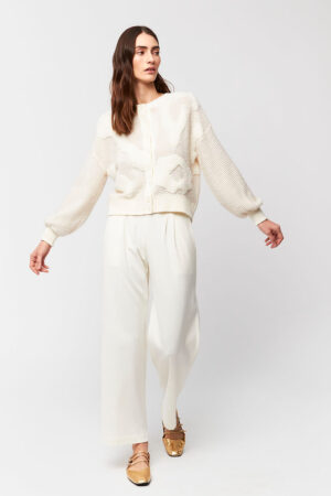 Jersey/chaqueta punto blanco en relieve – Aldo Martins