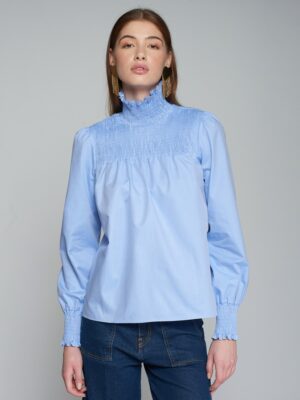 Blusa azul nido de abeja – Vilagallo