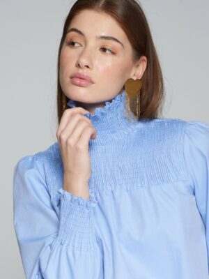 Blusa azul nido de abeja – Vilagallo